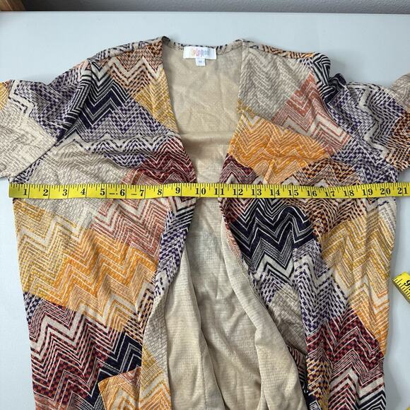 Lularoe Sarah Duster Sweater Womens Medium Multicolor Open Woven Geometric - Picture 10 of 13